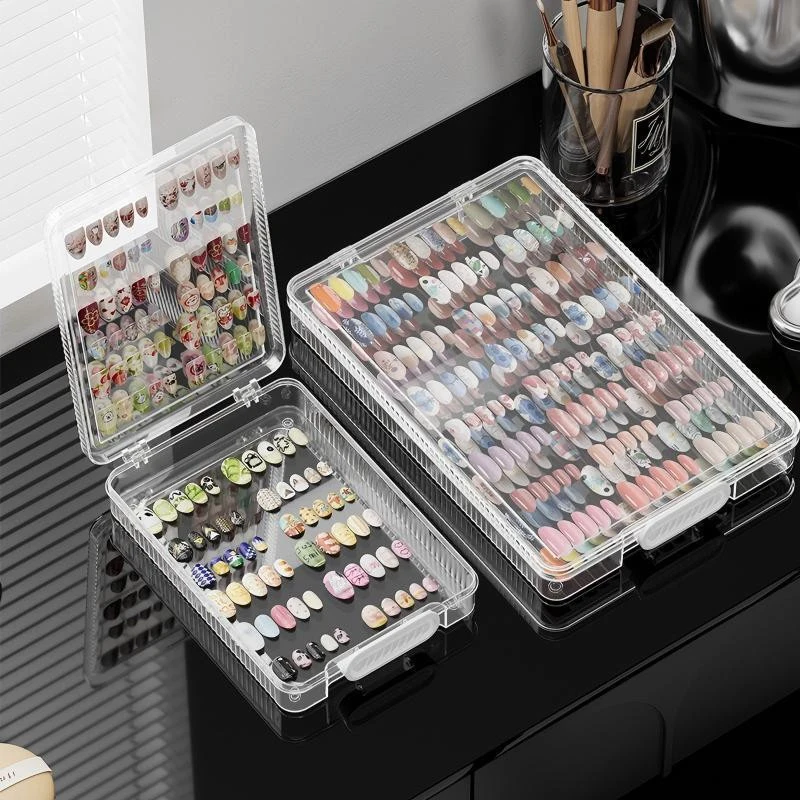 空のプレスオンネイル収納ボックス偽ネイル包装セットマニキュアオーガナイザーネイル用品両面粘着テープ付き
