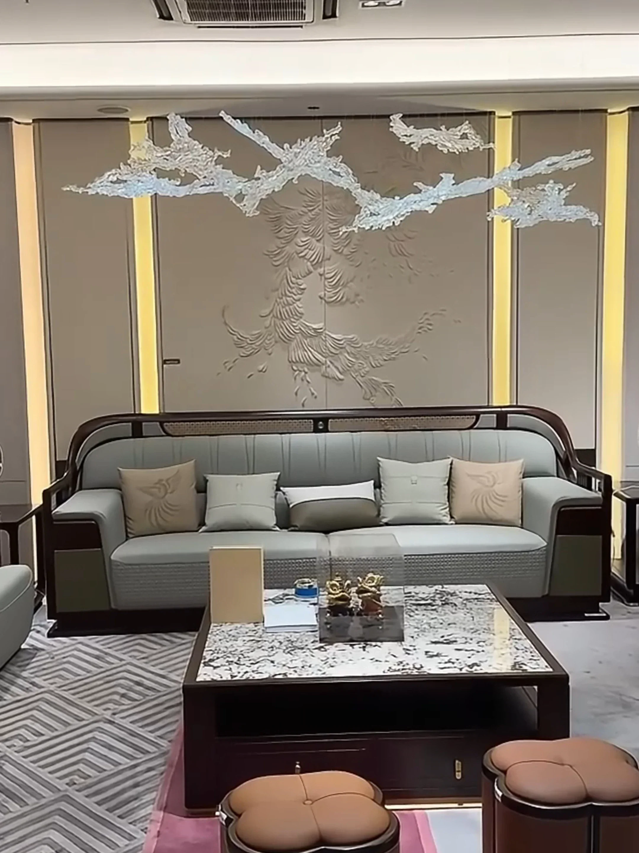 

L1 Новый китайский диван из черного дерева, комбинированный размер квартиры, вилла в стиле дзен, мебель для гостиной из цельного дерева