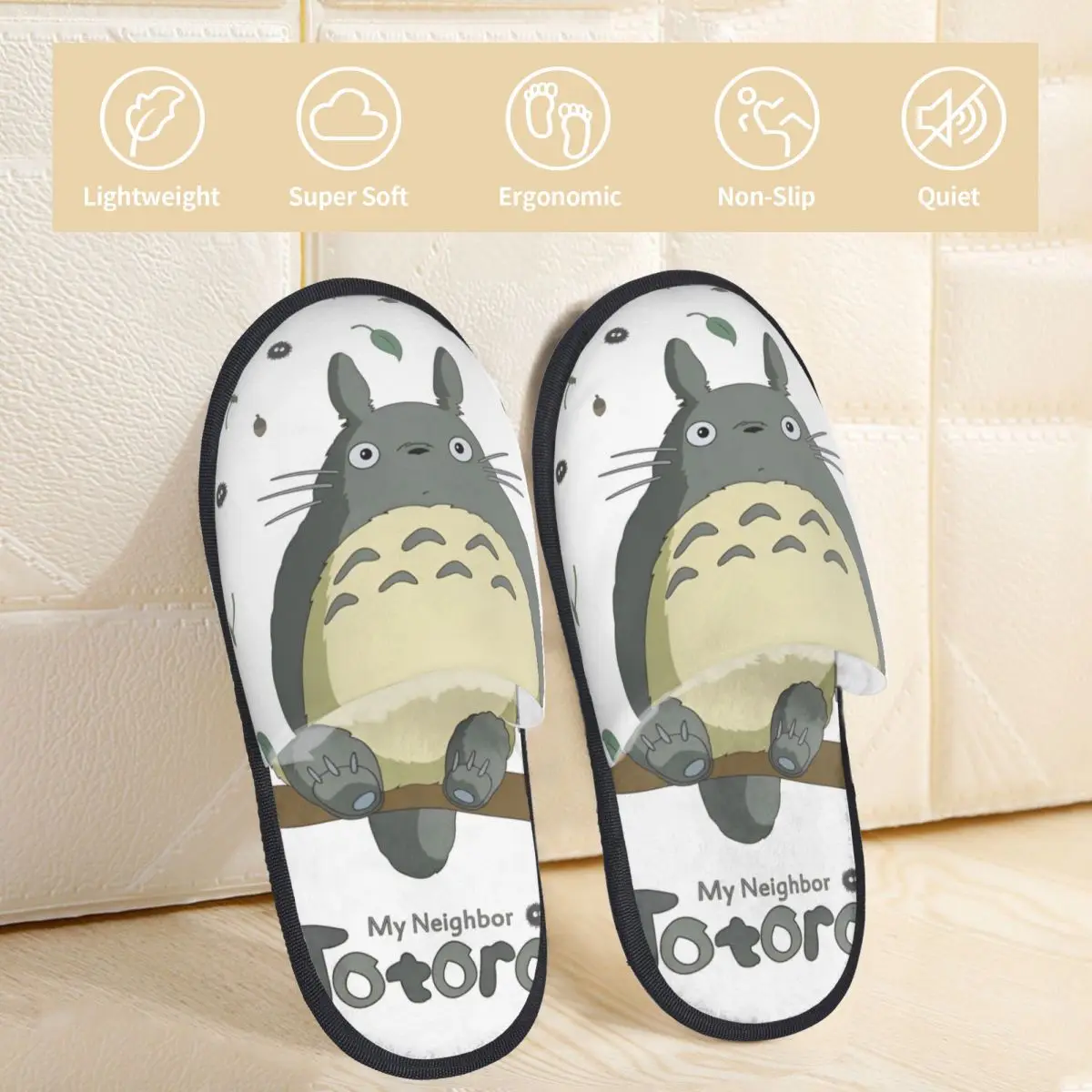 Cartoon Funny Cute T-Totoros Winter Slippers Indoor Cozy Memory Foam Slides Anti Slip