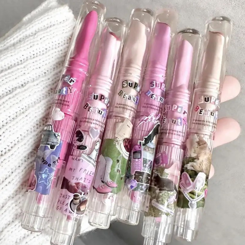 1 stücke Flortte Liebe Form Lippenstift Blume Gelee Wasser Lip gloss klares Licht feuchtigkeit spendende Lippen tönungen Antihaft-Tasse Korea Kosmetik