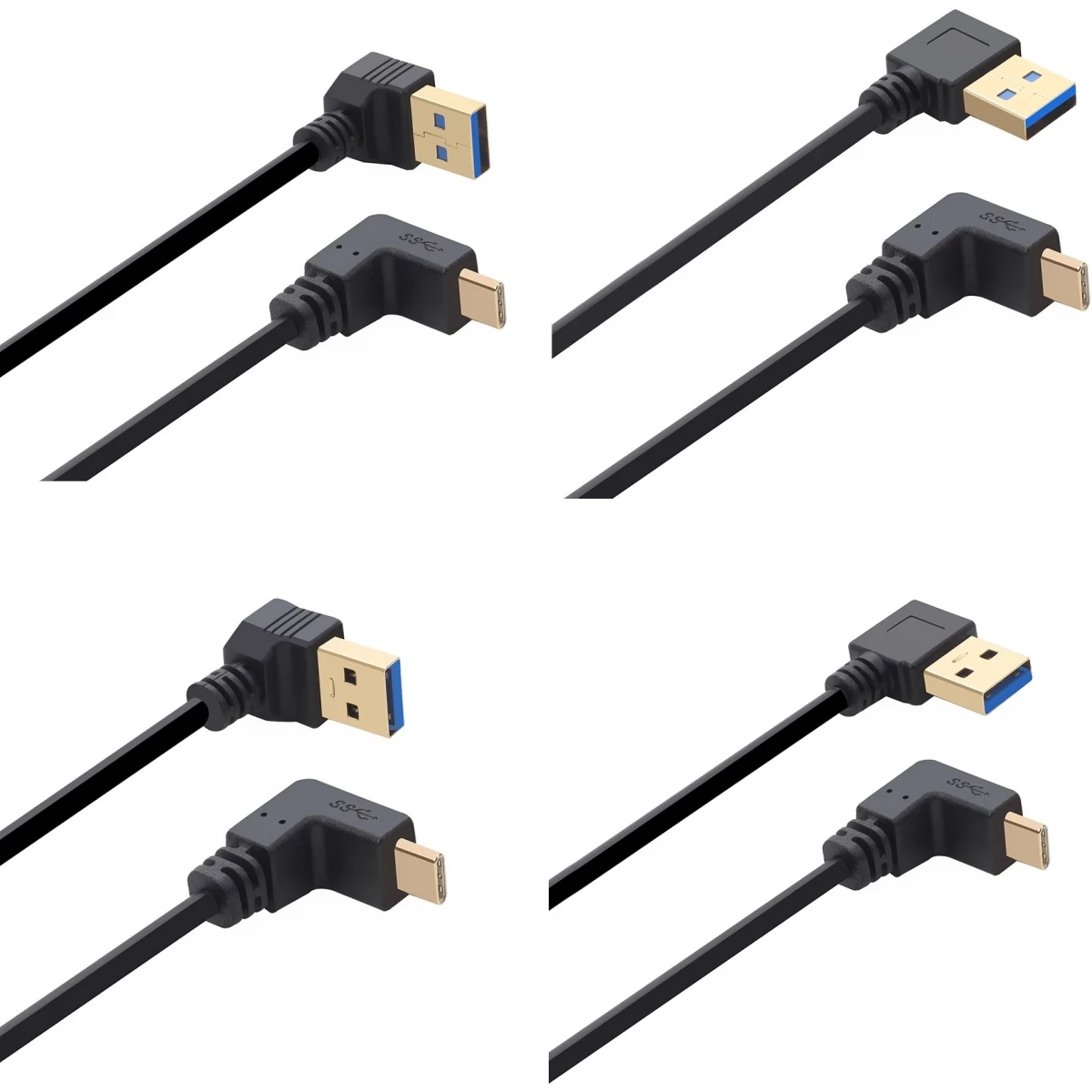 1FT Angle TYPE-C Reversible USB 3.1 USB-C Angled to 90 Degree Left Right Up Down Angled USB 3.0 type A Male Data Cable 30CM