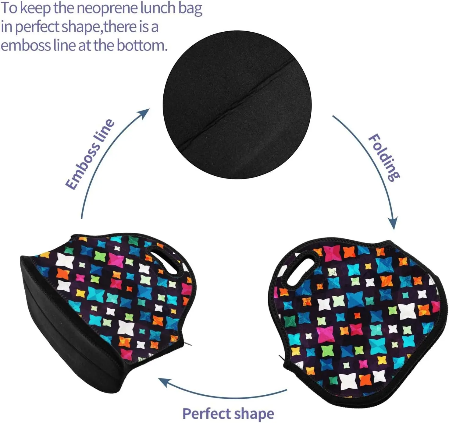 مشرق الماس الجرونج الفن التجريدي الملونة معزول علب الاغذية الغذاء حقيبة النيوبرين حقيبة يد Lunchbox برودة الحقيبة الدافئة حمل حقيبة