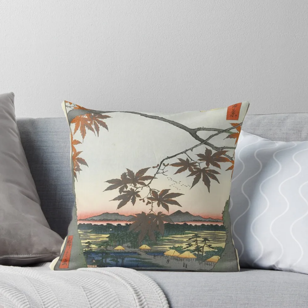 HD Maple Trees at Mama, by Utagawa Hiroshige HIGH DEFINITION Throw Pillow Pillowcases Decorative Cushion Cover pillow