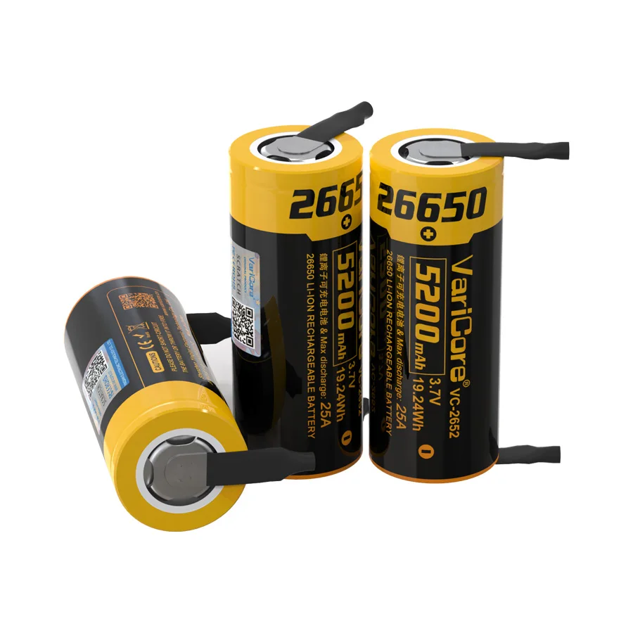 VariCore VC-2652 26650 литий-ионный аккумулятор, аккумулятор для оборудования/аккумулятор питания/напряжение 3,7 В/большая емкость 5200 мАч DIY никель
