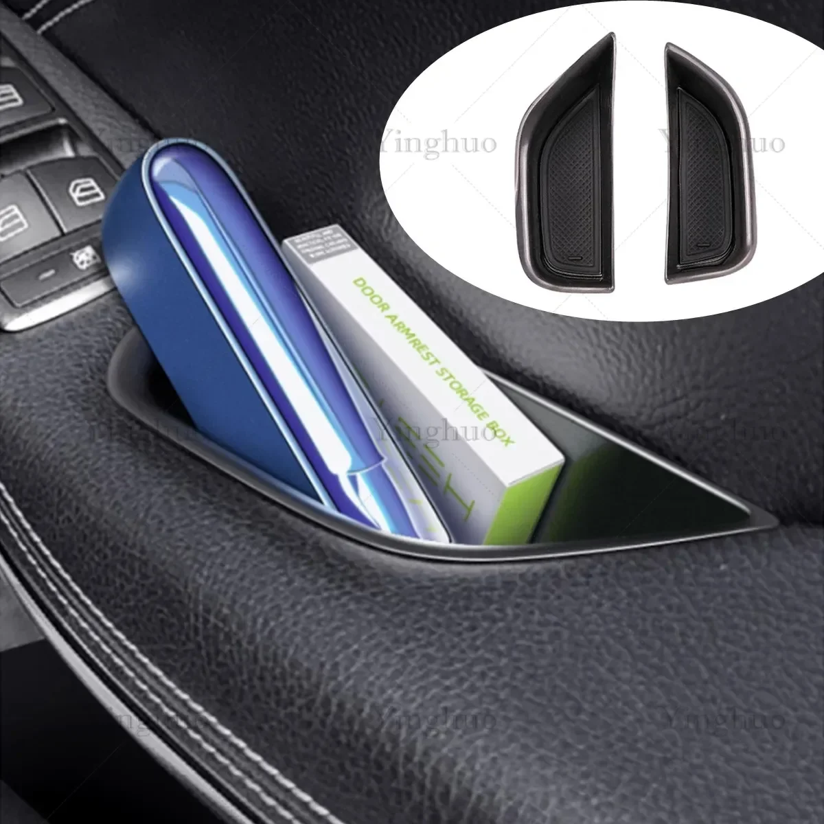 

Door Armrest Storage Box Holder for Mercedes-Benz A/CLA/GLA Class W176 X156 C117, Interior Organizer Tray Accessories