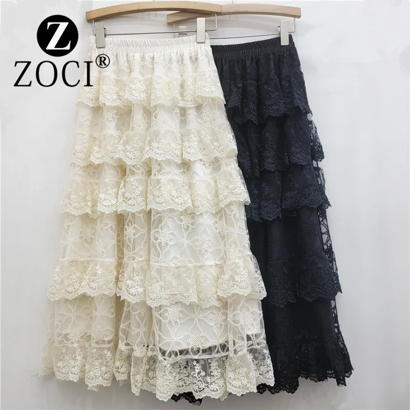 [ZOCI] Embroidered Cake Layered Skirt For Womenwinter New French Super Fairy Gentle Style A-line First Love