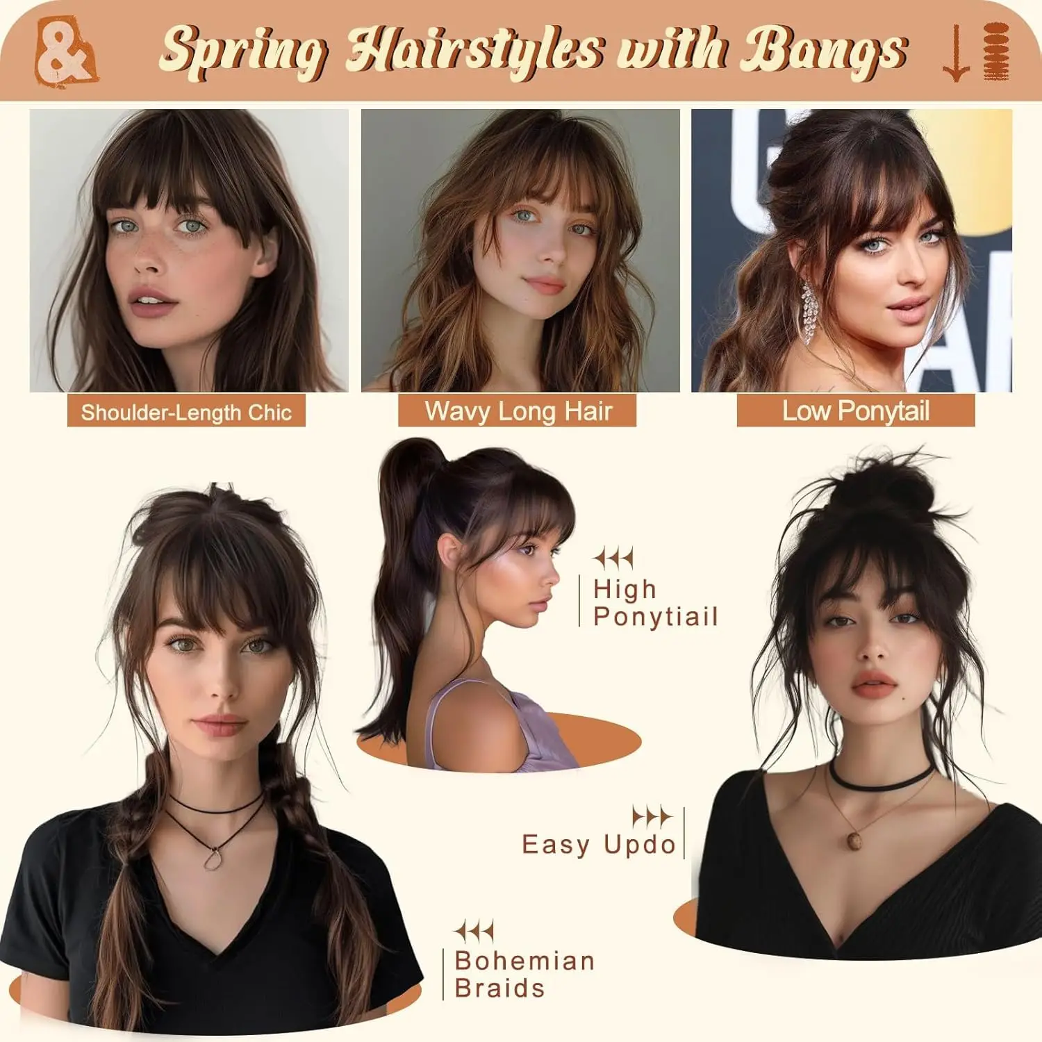100% Echthaar Clip-in Pony French Curved Curtain Style Weicher, geschichteter Kunstpony mit Seitensträhnen Hitzebeständiges, zuschneidbares Haar – Detail 7