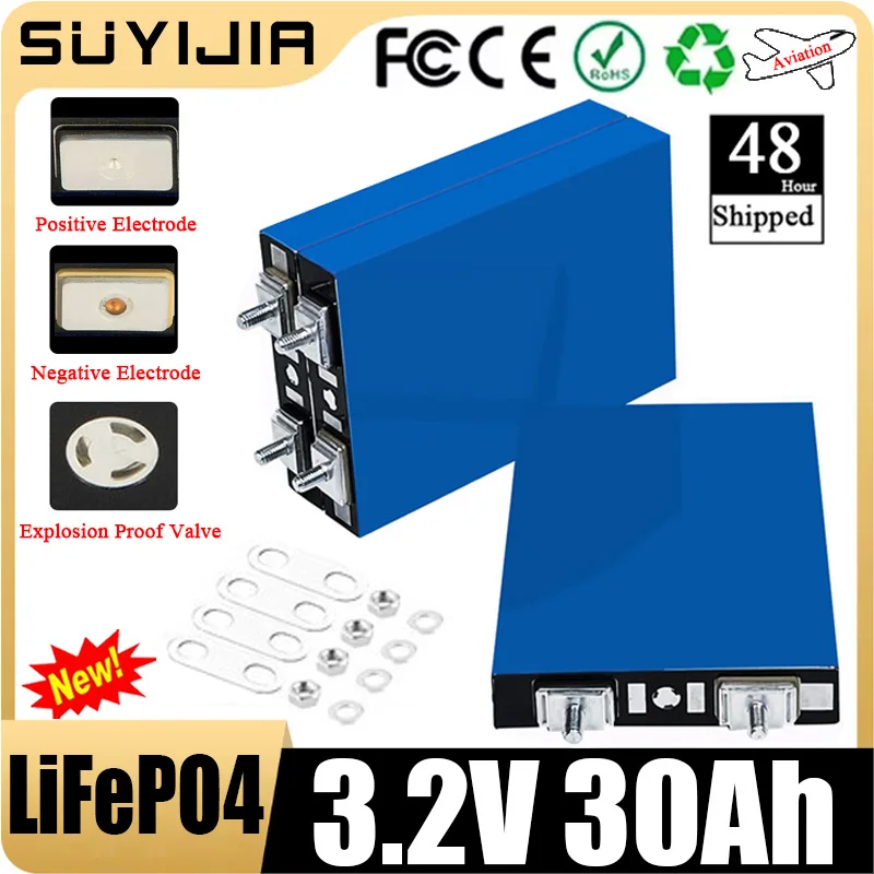 1~4pcs SUYIJIA 3.2V 30Ah LiFePO4 Battery Cell Lithium Iron Phosphate Deep Cycles for Diy 12V 24V 36V 48V Solar Energy UPS Power