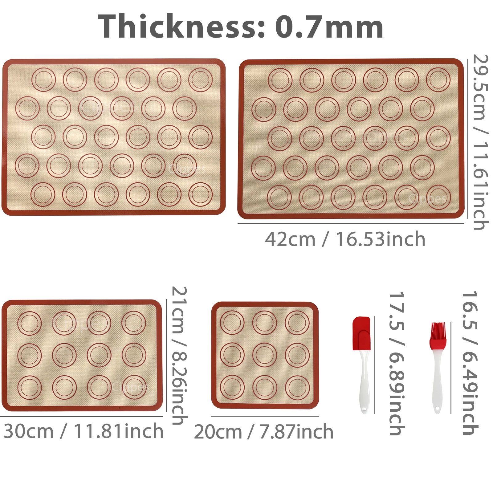1/2/4pcs Silicone Baking Mats with Brush Spatula Set, Non-Stick Reusable Heat-Resistant, for Oven, Cookies, Macaron, Pastry