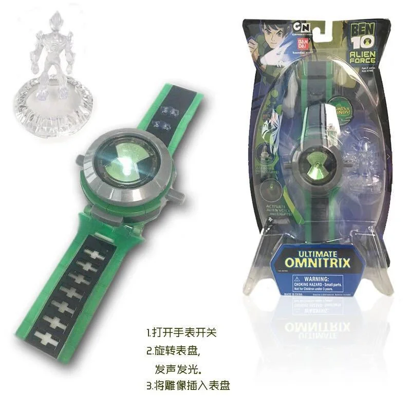 Figurita de Anime de dibujos animados Kawaii Ben10 Omnitrix, luces de proyección DE SONIDO luminoso, reloj, juguetes de figuras de acción para niños