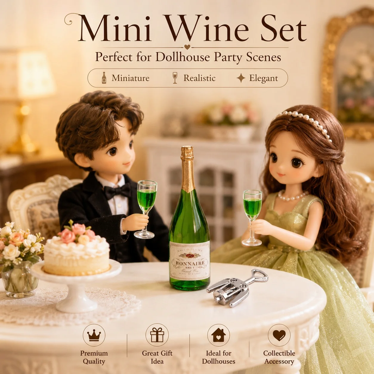 4pcs/1set Miniature Wine Bottle Set, Suitable for Dollhouse Decorations and Collection by Miniature Enthusiasts