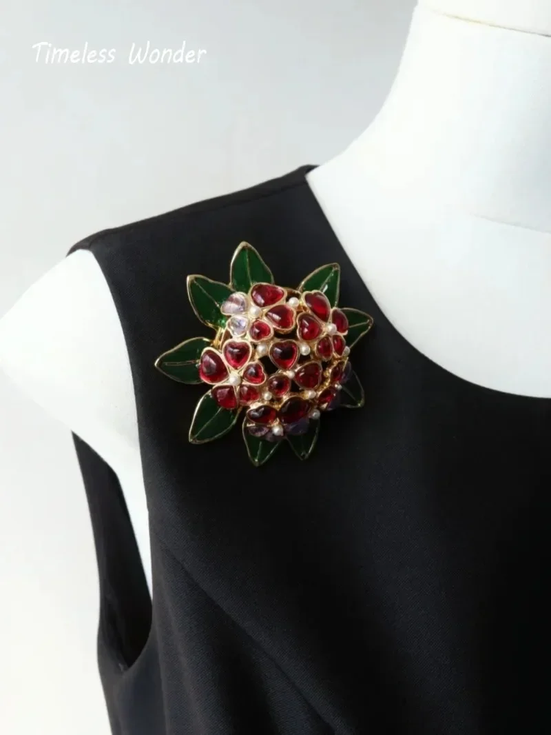 Timeless Wonder Fancy Enamel Glass Floral Brooch Pins for Women Designer Jewelry Runway Top Punk Luxury Cute Gift Sweet 1561