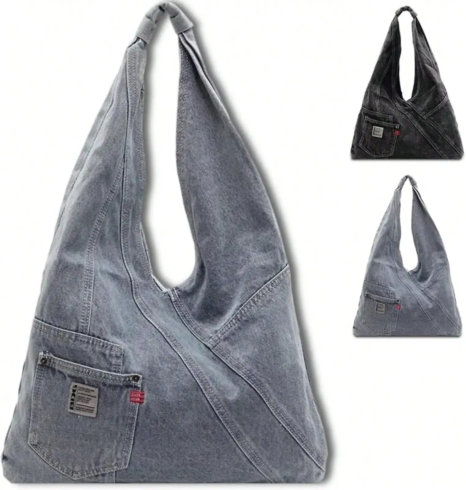 New Arrival Ladies Shoulder Bag, Popular Crescent-Shaped Cowhide Jean Fabric Handbag, Large Capacity Crossbody Bag For Commuting