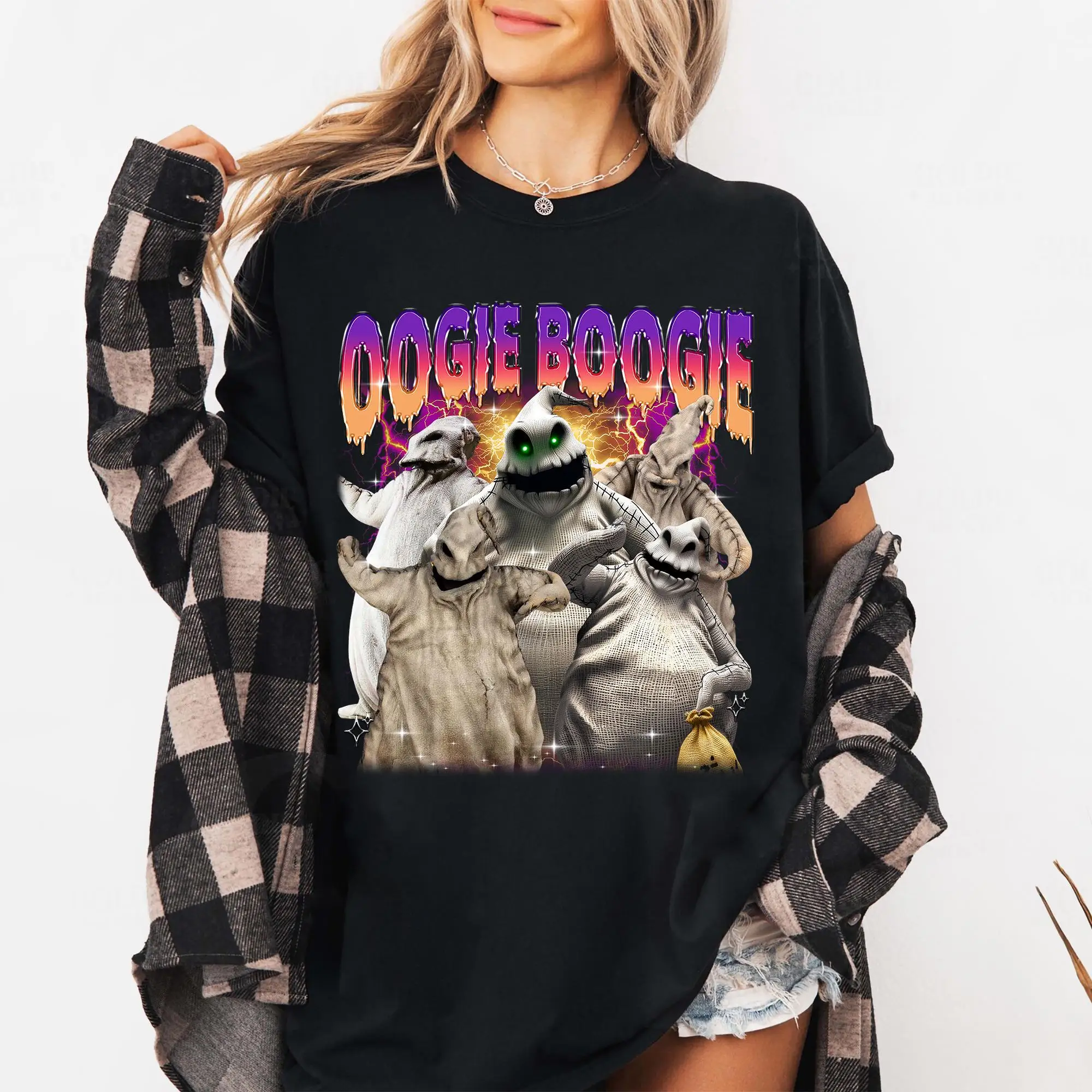 قميص الهالوين Oogie Boogie قميص Boogie رجل الكابوس قبل عيد الميلاد تي شيرت ديزني الشرير تي شيرت حفلة الهالوين 2025 قميص