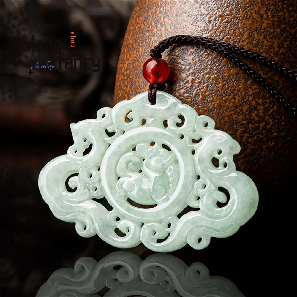 

Натуральный бирманский нефрит класса А, полый антикварный дракон и Феникс, представляет хорошую удачу, брендовая нефритовая подвеска, древняя - стильная пара