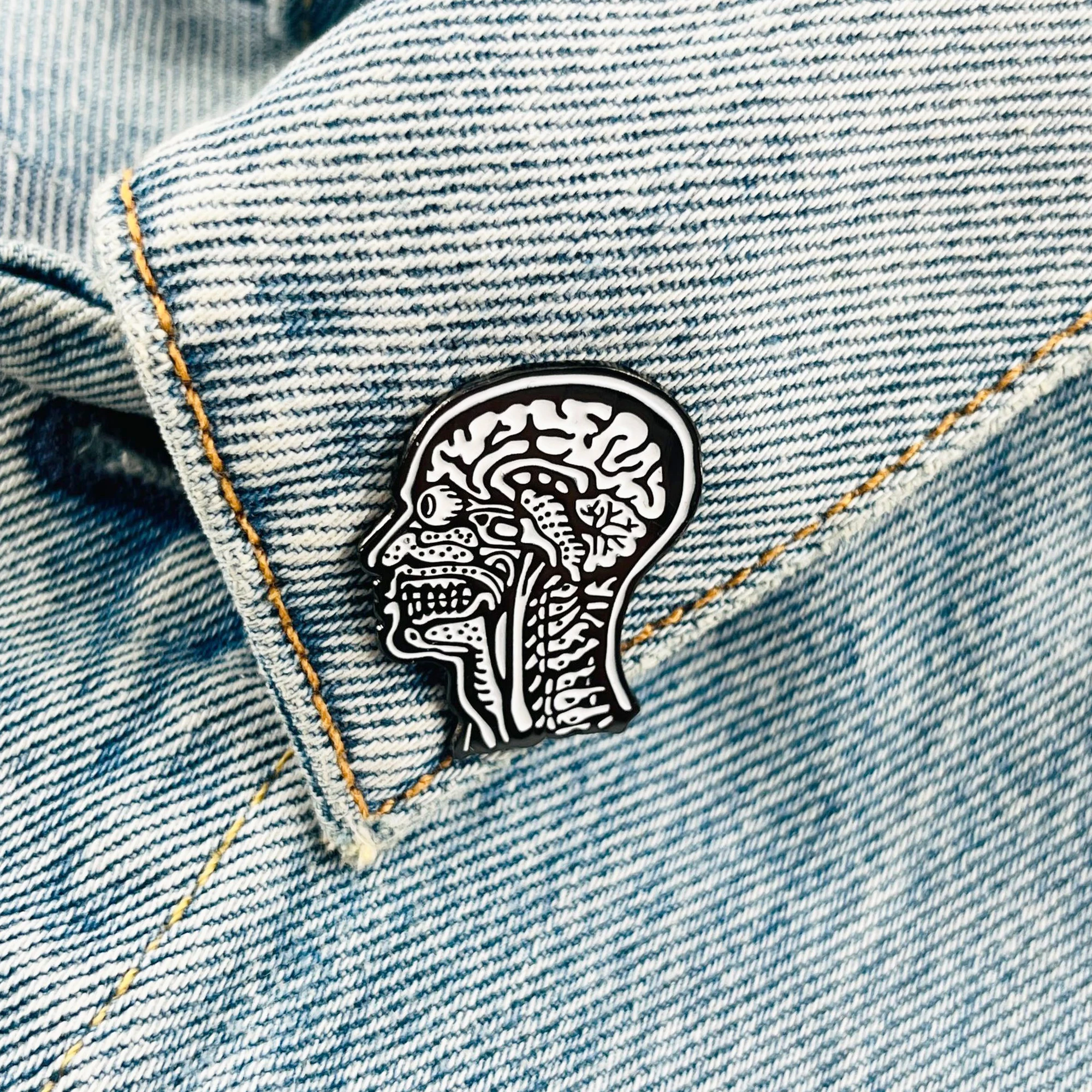 엑스레이 뇌 핀 의료 해부학 두개골 에나멜 브로치 방사 - Embroidery Illustration 리뷰 및 가격