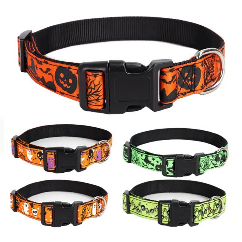 Halloween Collar Eye-catching Collar Nylon Trend Adjustable Collar Holiday Dog Dress Up Home Supplies Traction Rope Collar