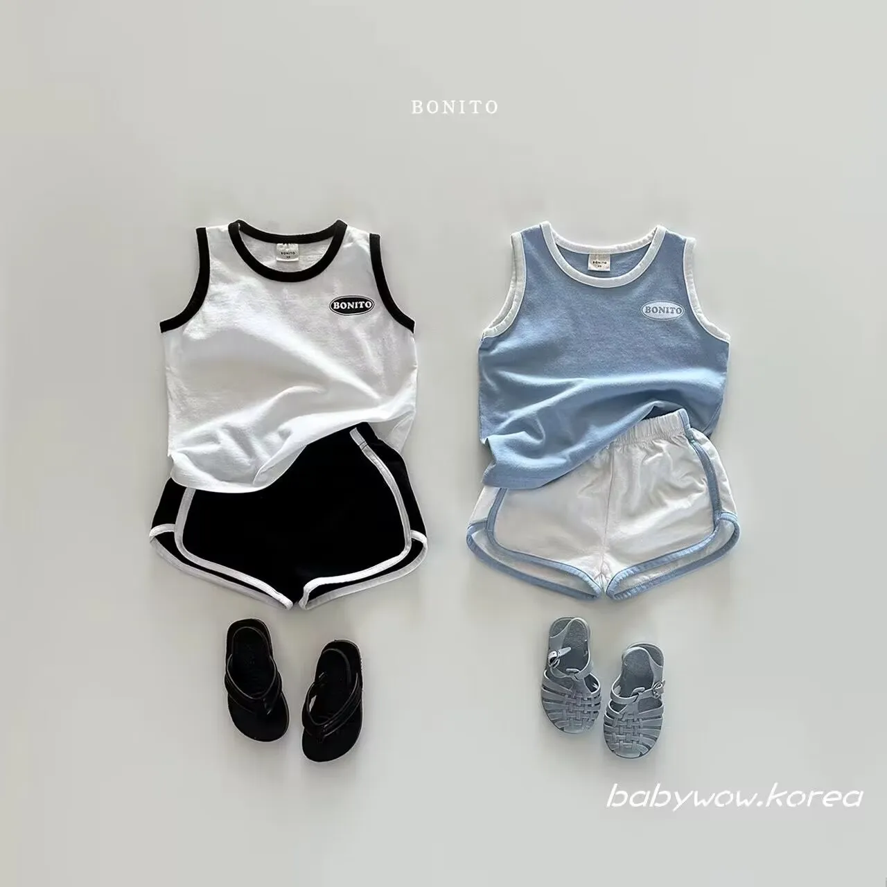 2024 new summer Korean version baby pure cotton sports casual vest shorts two-piece set  T Z 2 4 0 4 0