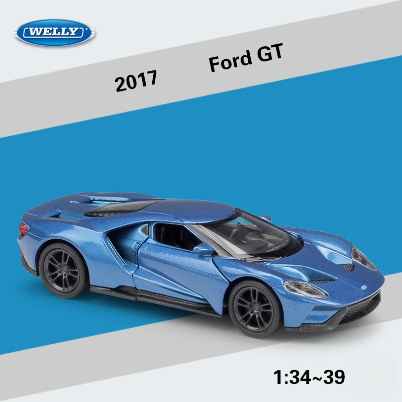 WELLY 1:36 2015 Ford Mustang GT 2017 Ford GT Modello di auto in lega Tirare indietro le auto I bambini raccolgono regali H25L26