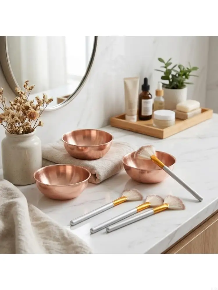 8Pcs Mixing Bowl And Brushes Face Tool With Stainless Steel Bowl And Nylon Bristles For Skincare Makeup