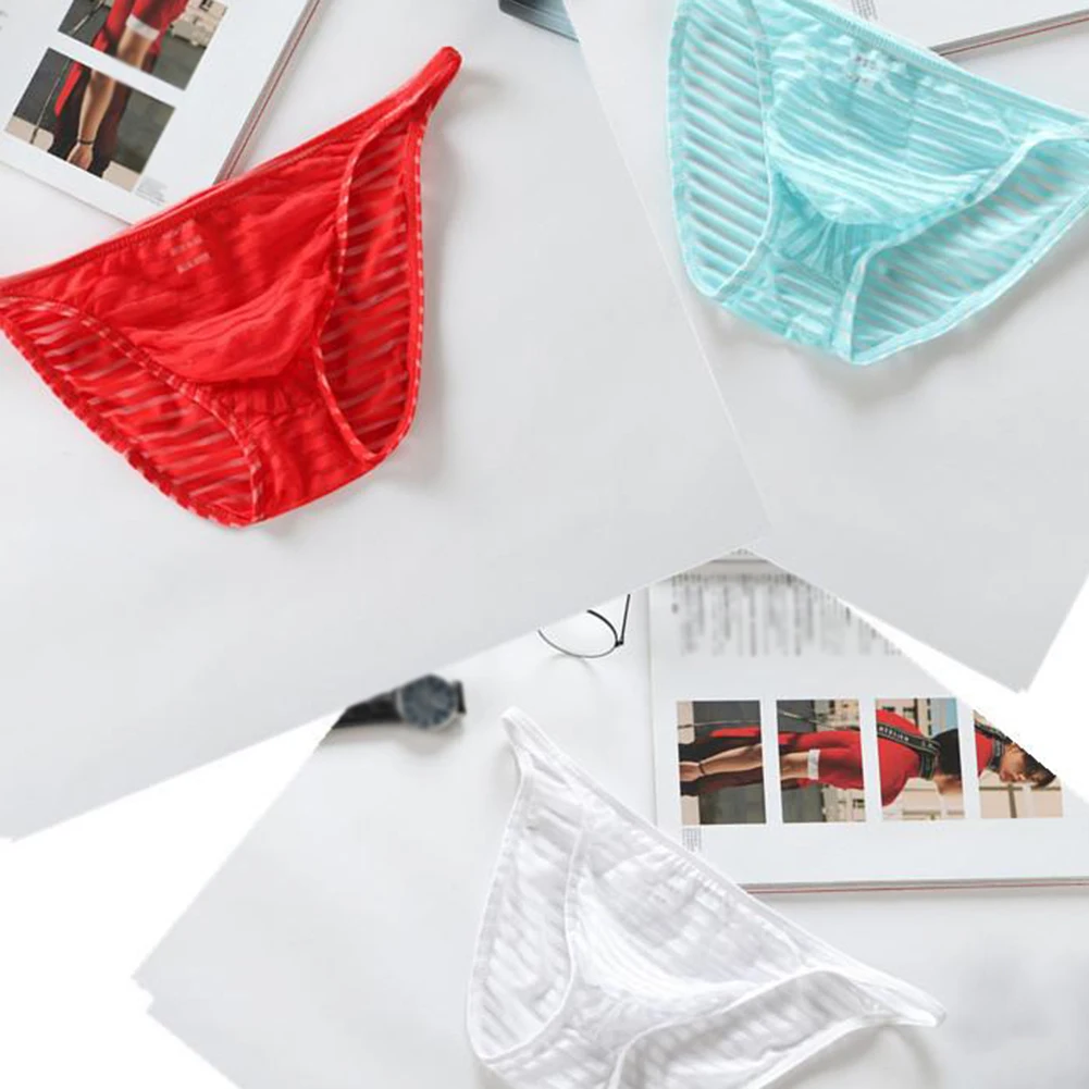 

Men's T-Back Solid Color Lingerie Ice Silk Breathable Underwear Sissy U Convex Pouch Underpants Low Rise Panties Briefs Knickers