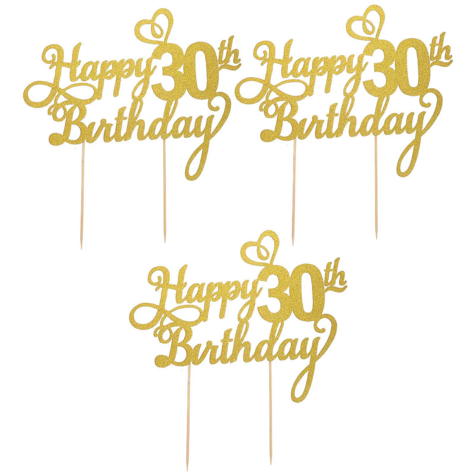 

3 Pcs Birthday Cake Decoration Decorations Fruit Cupcakes Toppers Happy Diy 350g Glitter Paper for