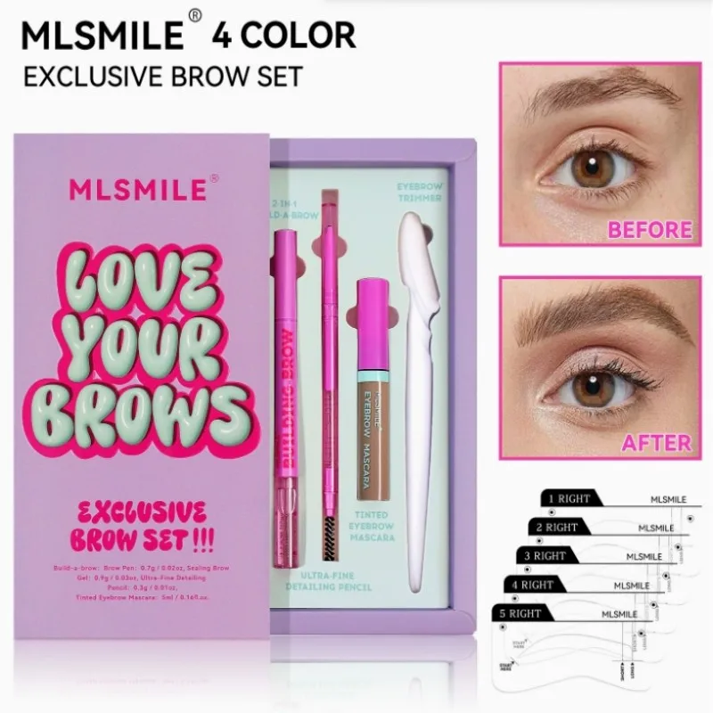 Eyebrow combination set two-in-one eyebrow pencil double-head eyebrow pencil eyebrow cutting knife eyebrow dyeing liquid