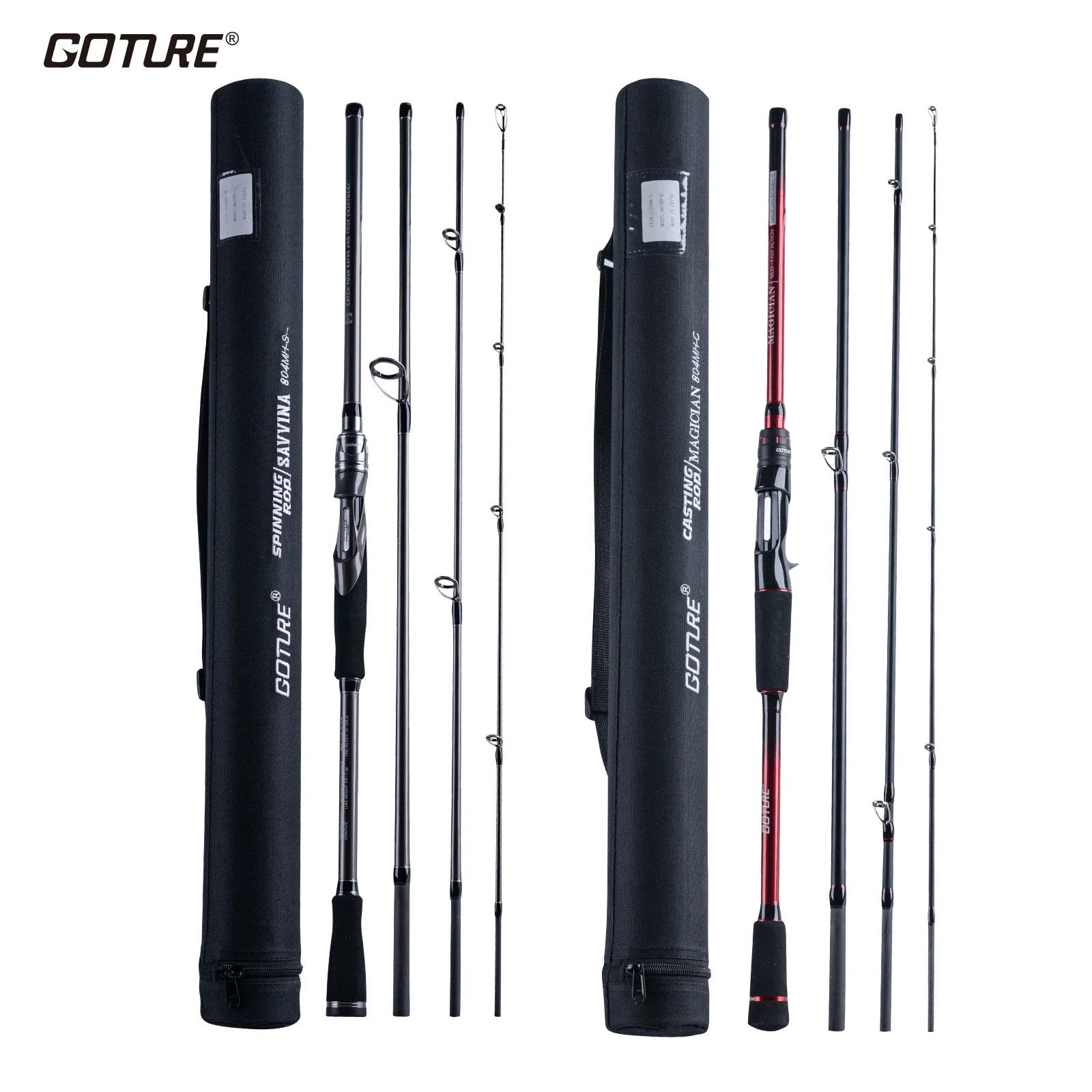 

Goture SAVVINA MAGICIAN Spinning Casting Carbon Fishing Rod 4 Sections 1.8m/2.1m/2.4m/2.7m Portable Travel Rod Fishing Tackle