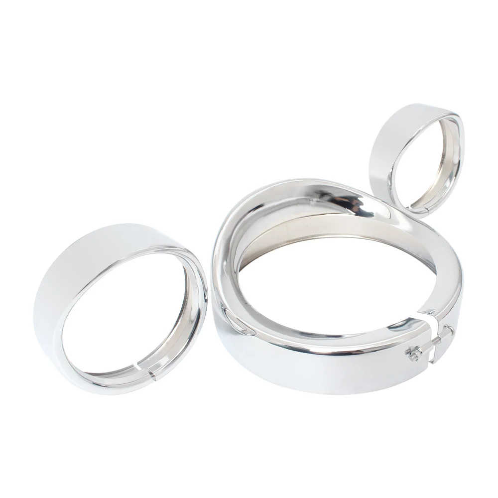 قطع غيار الدراجات النارية مقاومة للماء 7 "المصباح الأمامي حلقة الكسوة + 4.5" حلقة الكسوة الخفيفة للضباب لدراجة Harley Touring Road King Street Glide Softai