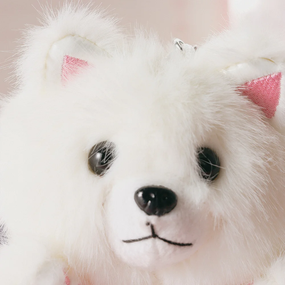 Pink Paws Samoyed Plush Toys Realistic Cute Cartoon Samoyed Plush Doll Fashion Accessories Soft Doll Ornaments