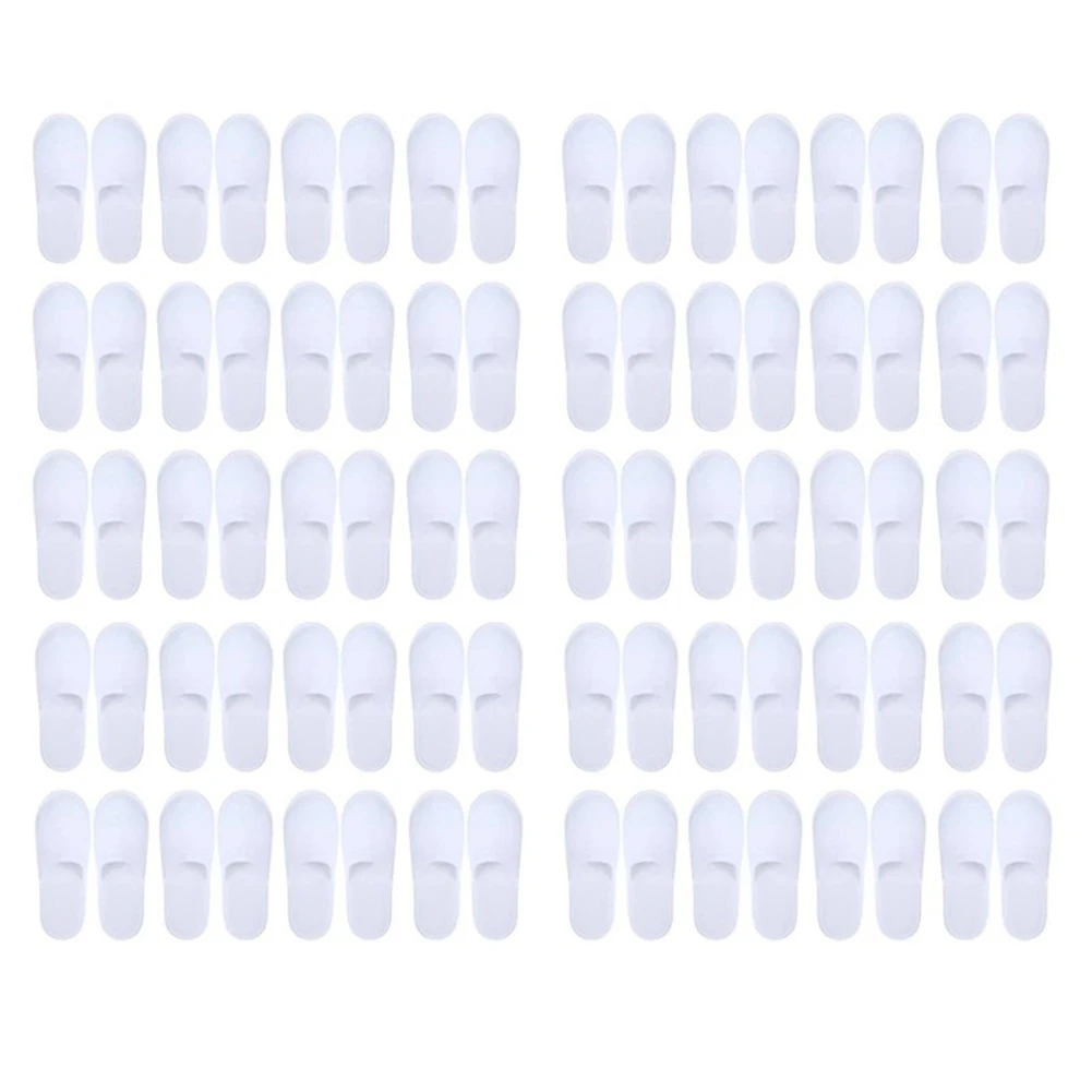 ABZA-40 Pairs For NEW Non-Slip Closed Toe Disposable Slippers Ultra-Thin Brushed Plush Disposable Slippers Compatible With Hotel