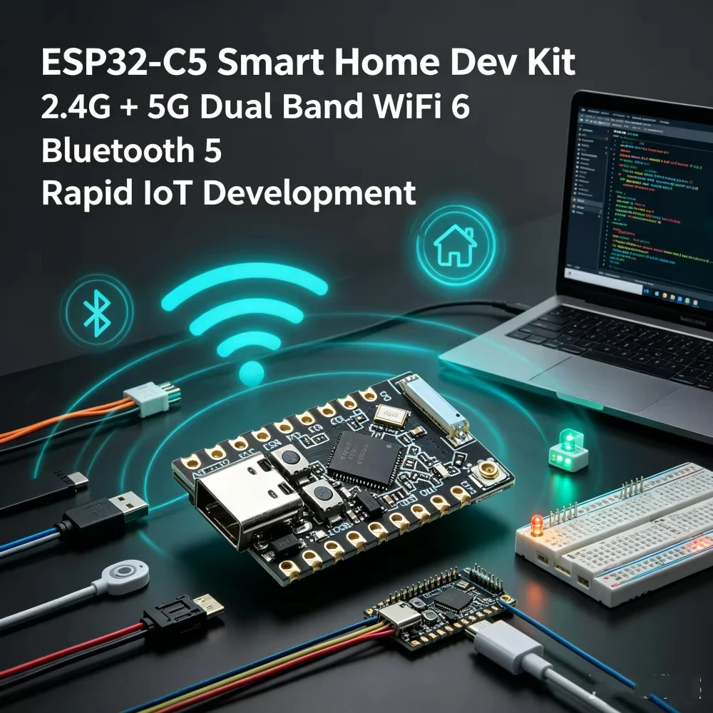 ESP32-C5-N4 Development Board 2.4G+5G Dual Band WiFi6 BLE5.0 RISC-V 240MHz Type-C External Antenna IoT Low Power Module