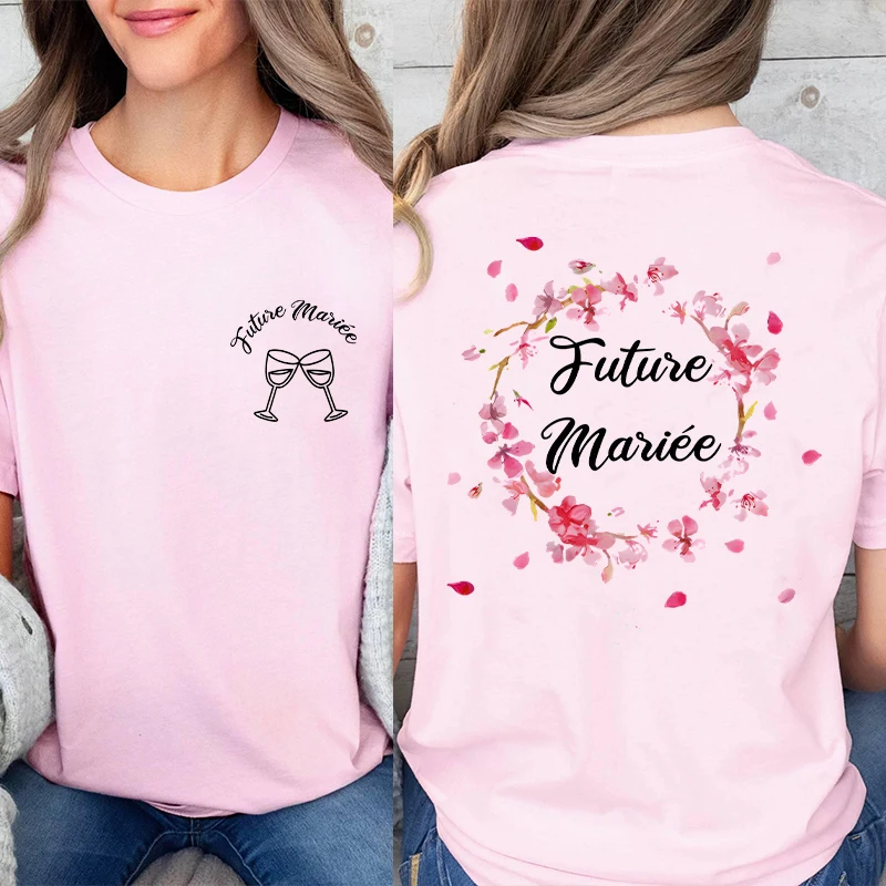 Future mariée T-shirt français fille enterrement de vie de jeune fille Evjf hauts de mariage adieu unique Harajuku T-shirt à manches courtes DERSF
