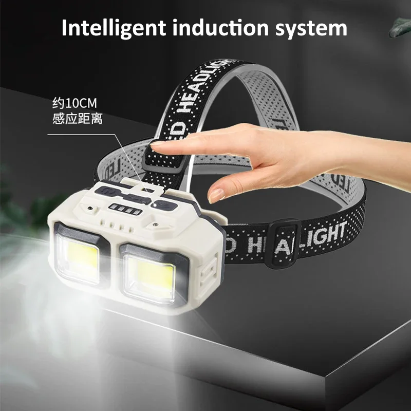 New Upgraded-COB LED Headlamp Type-C USB Rechargeable Headlight Outdoor Waterproof Head Flashlight High Power Head Lamp