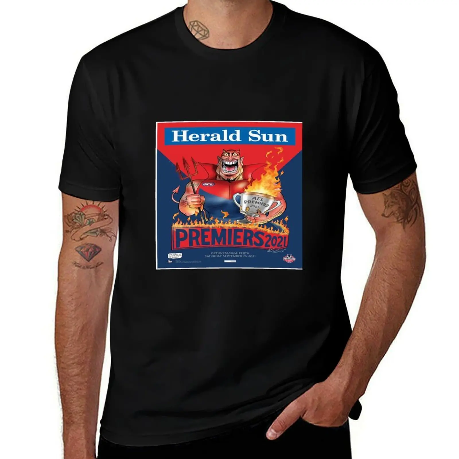 Melbourne Demons Premiers 2021 T-Shirt Work Short Sleeve Cotton Top T-Shirt