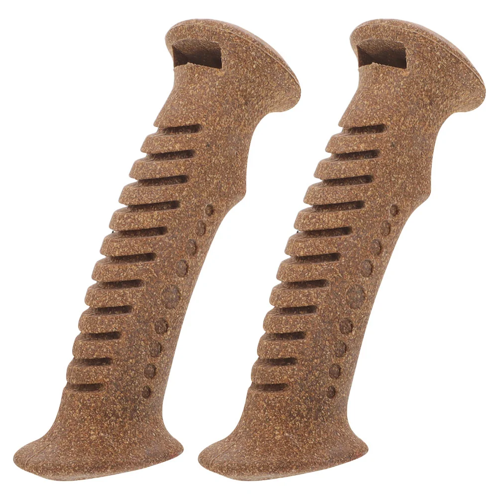 2 Pcs Trekking Pole Handle Cork Hiking Grips Stick Replacement Crutch Walking Skiing Wooden Cane