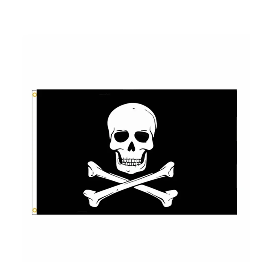 3x5 Ft Skull Flag with American Pirate Jolly Roger & Crossbones - Funny Decor for Outdoor, Boat, College Dorm Wall, or Farm