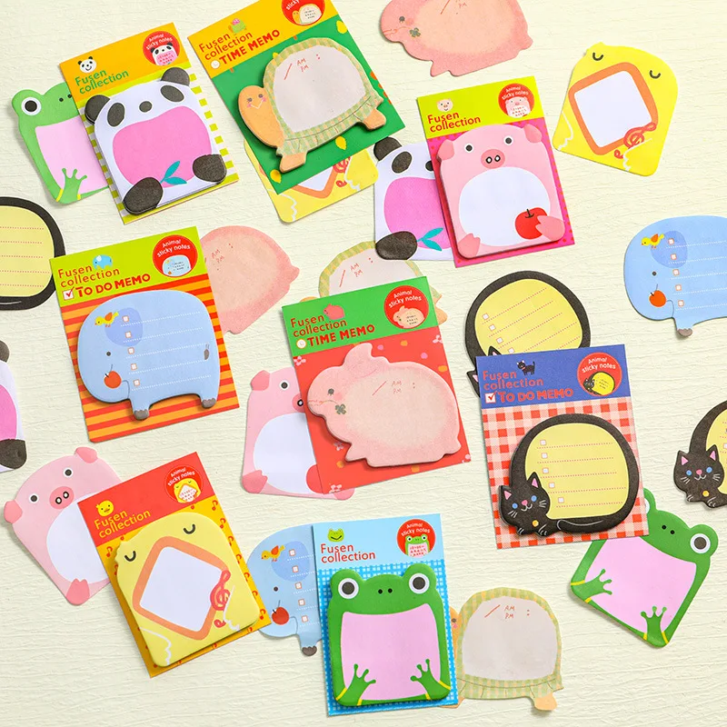 8Pcs Kawaii Animal Shaped Memo Pad Student Cute Cartoon Sticky Note Book Tearable Sticker Kids Office School Stationery view 2
