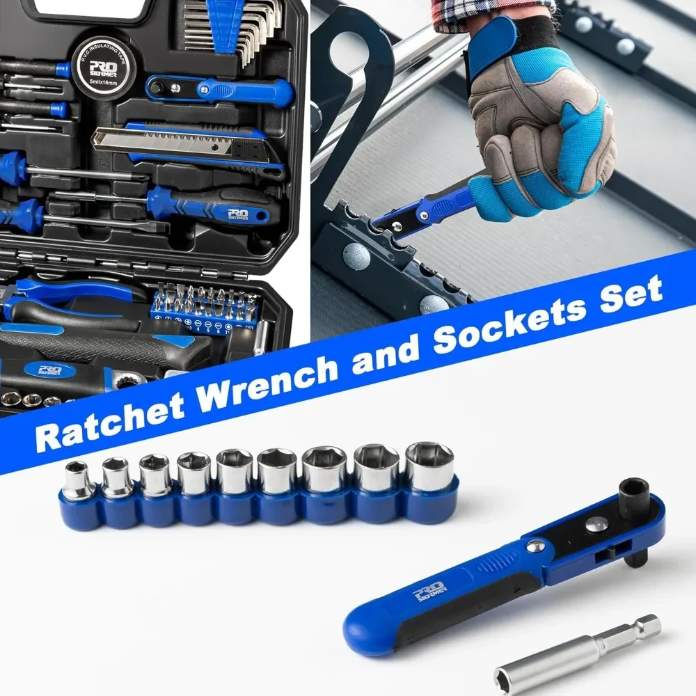 ชุดเครื่องมือซ่อมแซมบ้าน 160 ชิ้น, ชุดเครื่องมือช่างในครัวเรือนทั่วไปพร้อมกล่องเก็บเครื่องมือสําหรับบ้าน, โรงรถ, หอพักวิทยาลัย