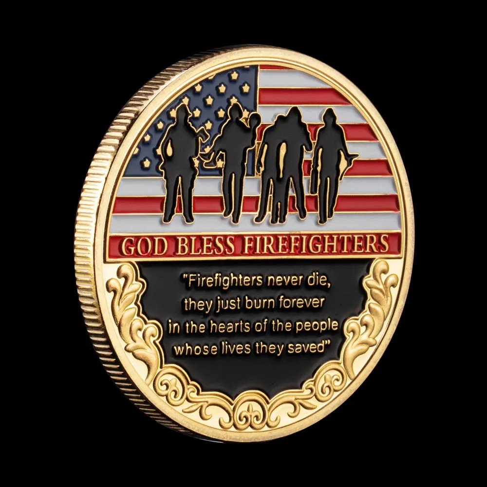 عملة تذكارية ذهبية ، نشكرك على خدمتك ، صلاة الله تبارك رجال الإطفاء ، إطفائي الشجاعة #6