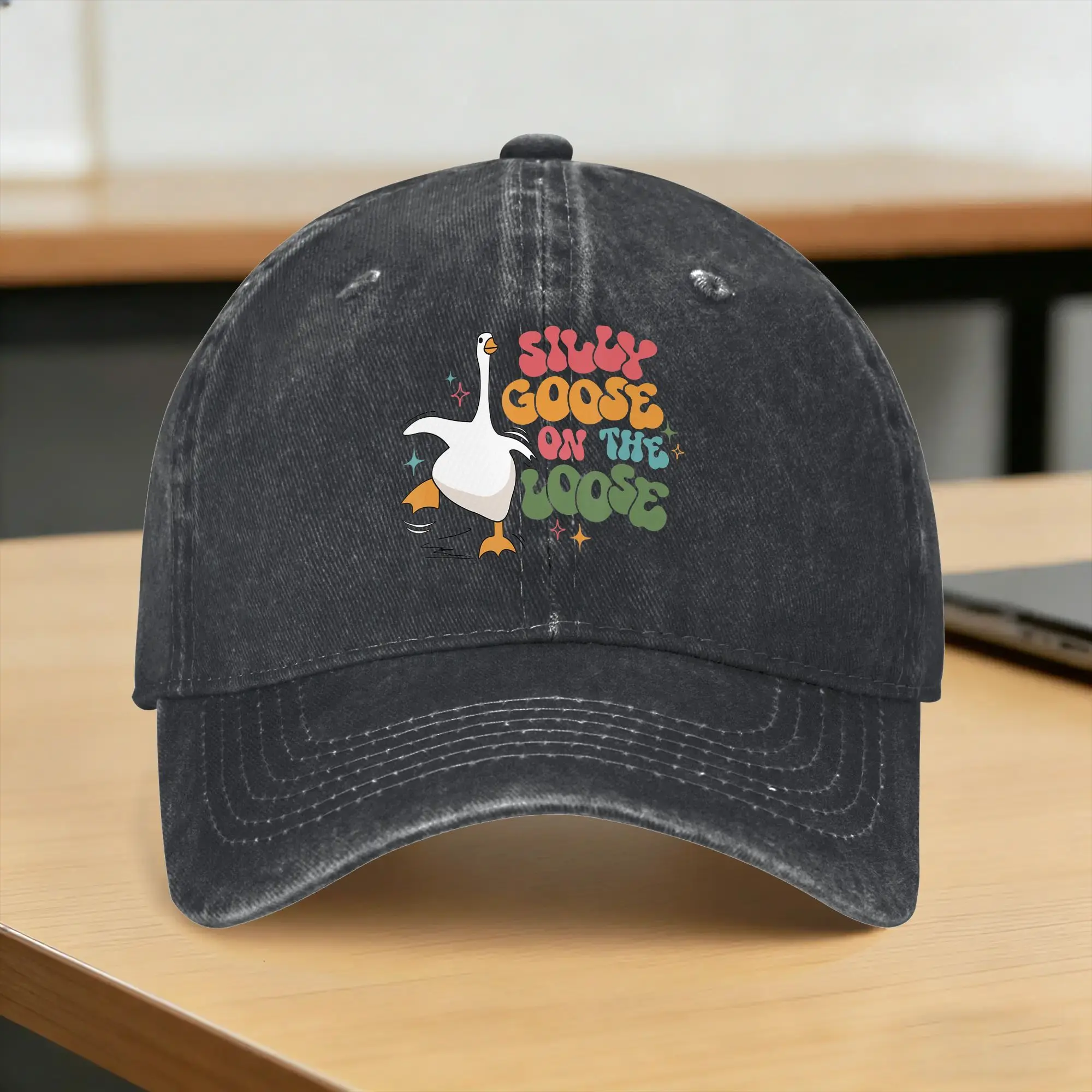 Summer Silly Goose On The Loose Retro Groovy Silly Goose Club Baseball Cap Sun  Sun-Proof Custom DIY Washed Trucker Hat Unisex