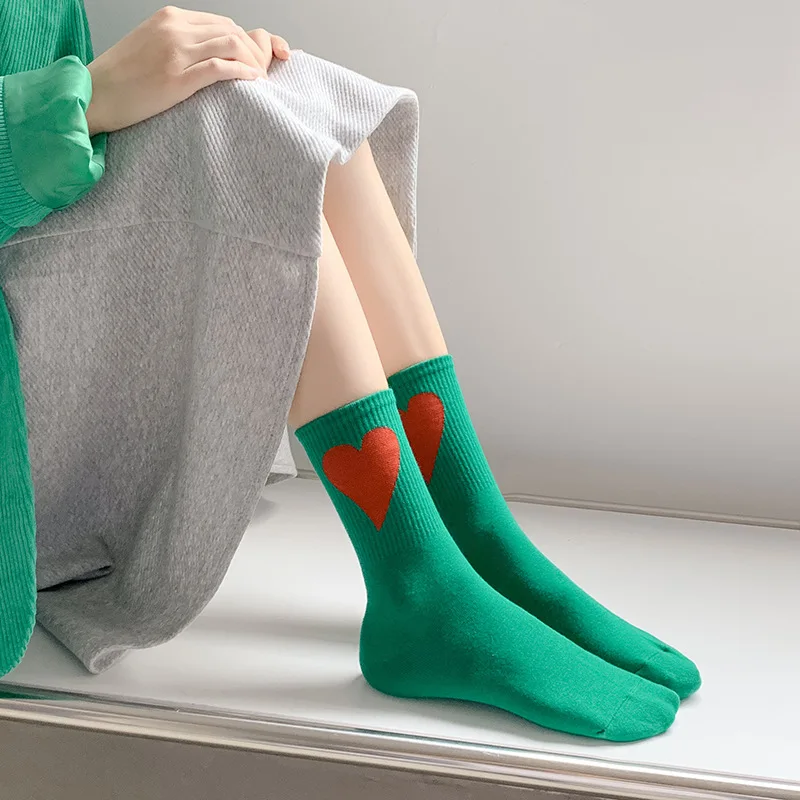 Spring and Summer Girls' Love Trendy Socks Korean Version Four-season Mid-calf Socks Macaron-colored Casual Sports Socks