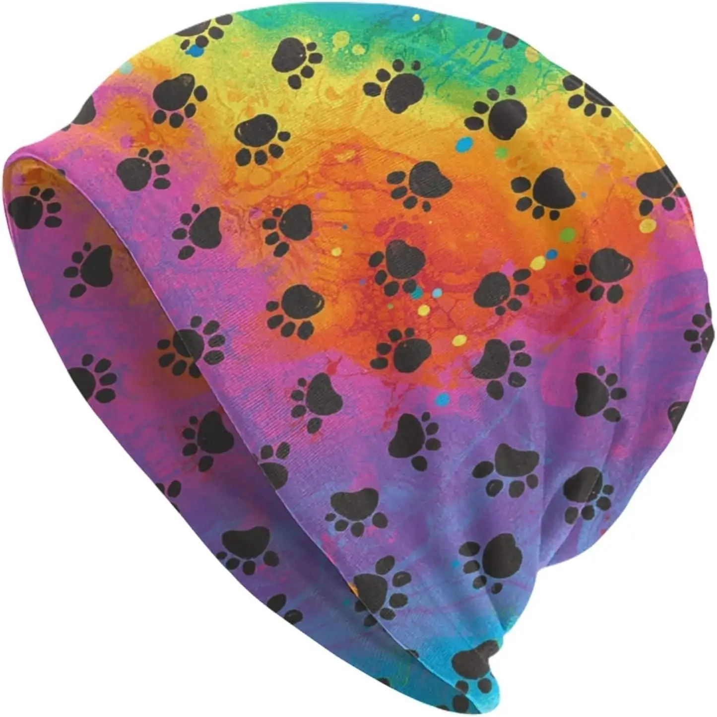 

Красочная шапка с принтом собачьей лапы, химиотерапевтическая шапка, головные уборы с раком, вязаные шапки, мешковатый шарф с напуском, шапка для взрослых, женщин и мужчин