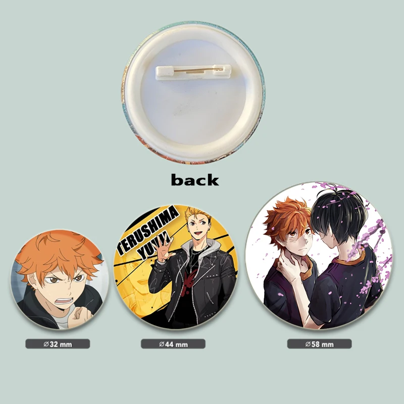 58mm Cartoon Button Pins Anime Haikyuu!! Abzeichen Manga Figuren Icons Pin Rucksack Kleidung Dekoration Broschen für Tasche DIY Geschenke