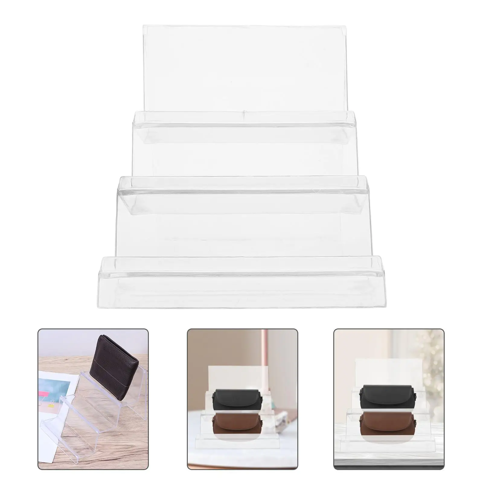 Acrylic Storage Rack Clear Wallet Holder Stand Desktop Display Home Shop Durable Transparent Jewelry Packaging