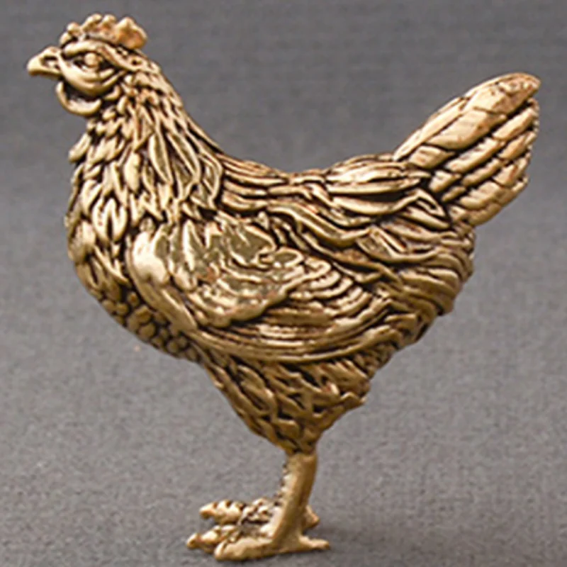 

1/2Pieces Mini Copper Rooster & Hen Ornaments – Solid Brass Statues, Office Desktop Decor & Tea Pet Crafts