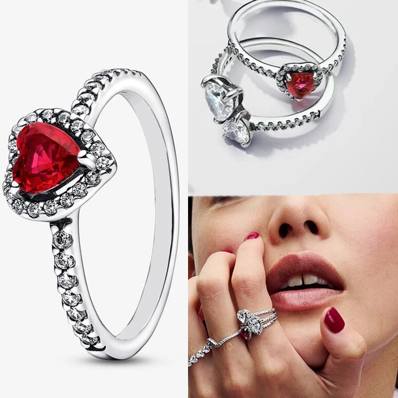 2024 New fashion creative red heart-shaped ring suitable for Valentine's Day high-end exquisite charm jewelry wholesale jewelry