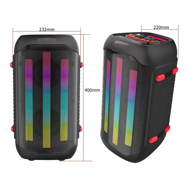 4 Inch 2 Horns Powerful Bluetooth Speaker Portable DJ Box JQS4408 with RGB Light TF Card USB FM Music Playback HIFI Super Bass