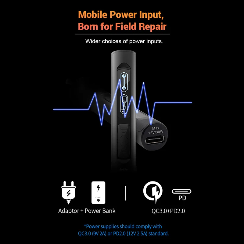 Imagem -05 - Estação de Solda Digital Portátil Ts80p Ferro de Solda Elétrico Temperatura Ajustável Display Oled Usb tipo c Pd2.0 Qc3.0