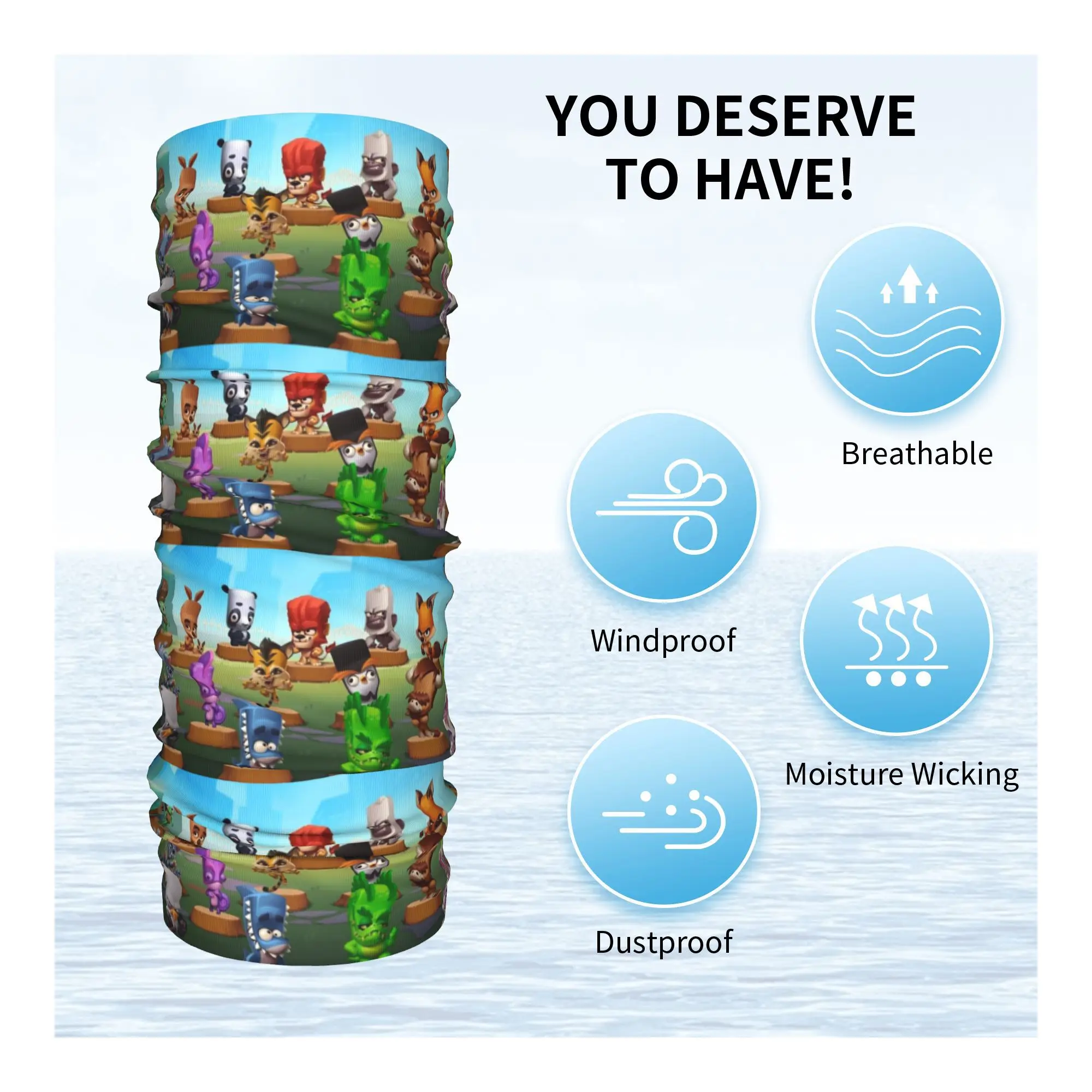 Zooba 배틀 아레나 Bandana Neck Gaiter 프린트 마스크 스카프 따뜻한 모자 사이클링 남성 여성 성인 올 시즌